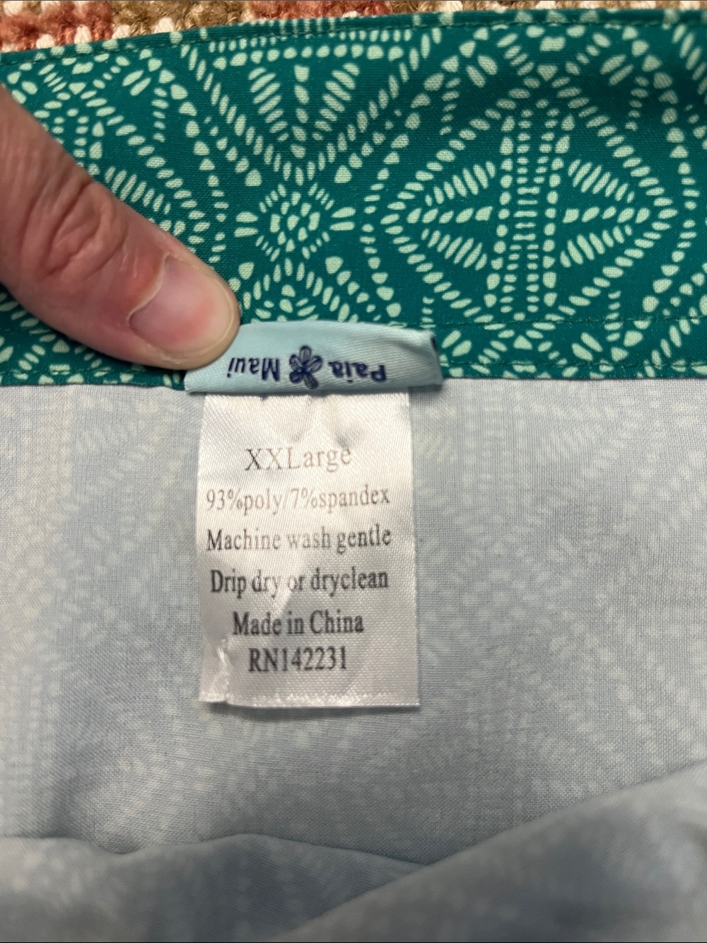 RipSkirt Hawaii Wrap Skirt Teal Green Geometric Batik Print Plus Size 2X - Picture 6 of 7